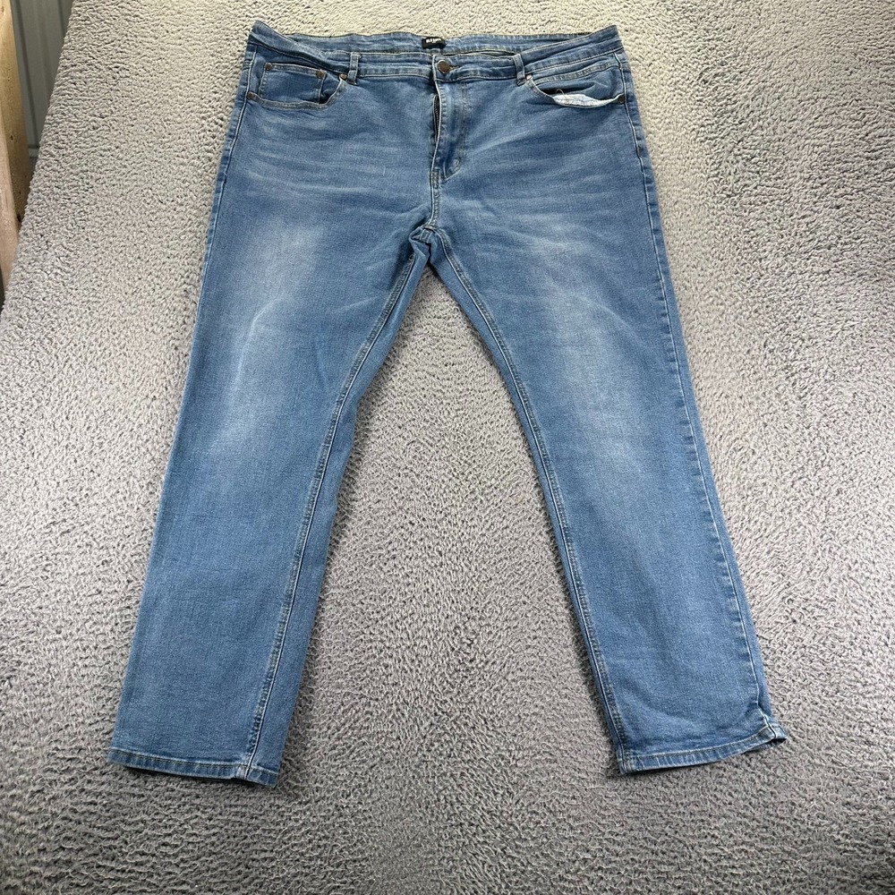 Blu Rock Jeans Men's 42x31 Blue Cotton Denim Straight Leg Workwear Faded Stretch